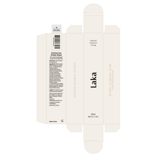 Laka Pixi Eyebrow Mascara 8g/0.28oz., Eyebrow Gel to Fix and Shape Brows, Clump-Free, Brow Fixer with Slim Precision Brush, Vegan, K-Beauty (#00 Basic Shaper)