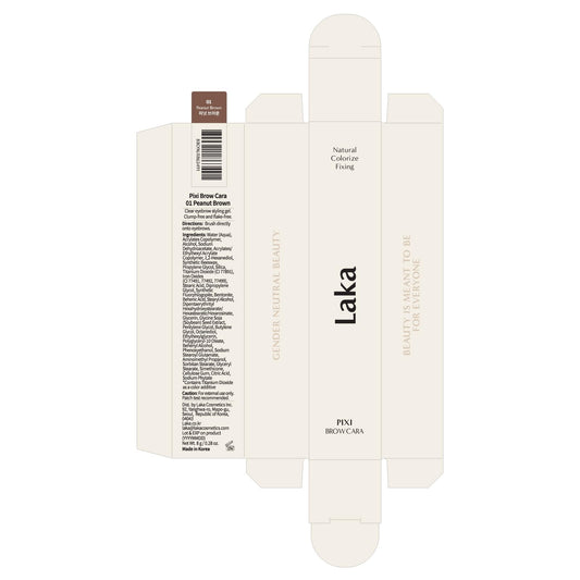 Laka Pixi Eyebrow Mascara 8g/0.28oz., Eyebrow Gel to Fix and Shape Brows, Clump-Free, Brow Fixer with Slim Precision Brush, Vegan, K-Beauty (01 Peanut Brown)