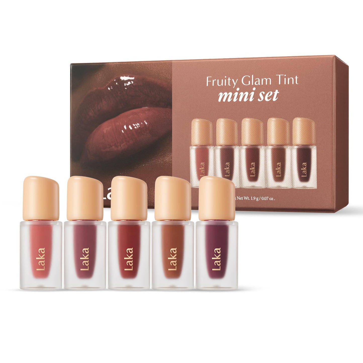 Laka Fruity Glam Tint Mini Set 5pc & Soothing Prep Lip Mask