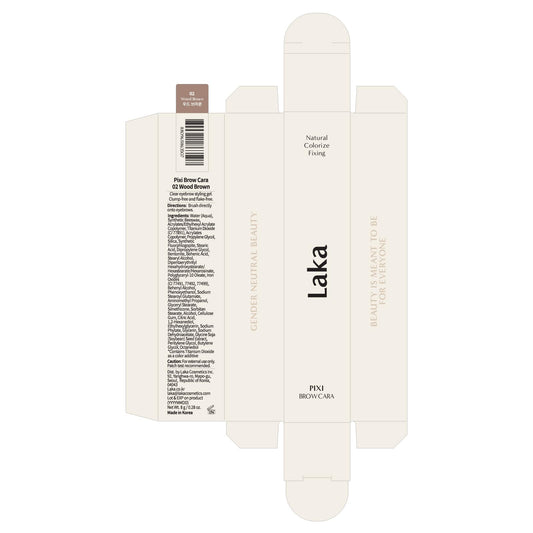 Laka Pixi Eyebrow Mascara 8g/0.28oz., Eyebrow Gel to Fix and Shape Brows, Clump-Free, Brow Fixer with Slim Precision Brush, Vegan, K-Beauty (02 Wood Brown)