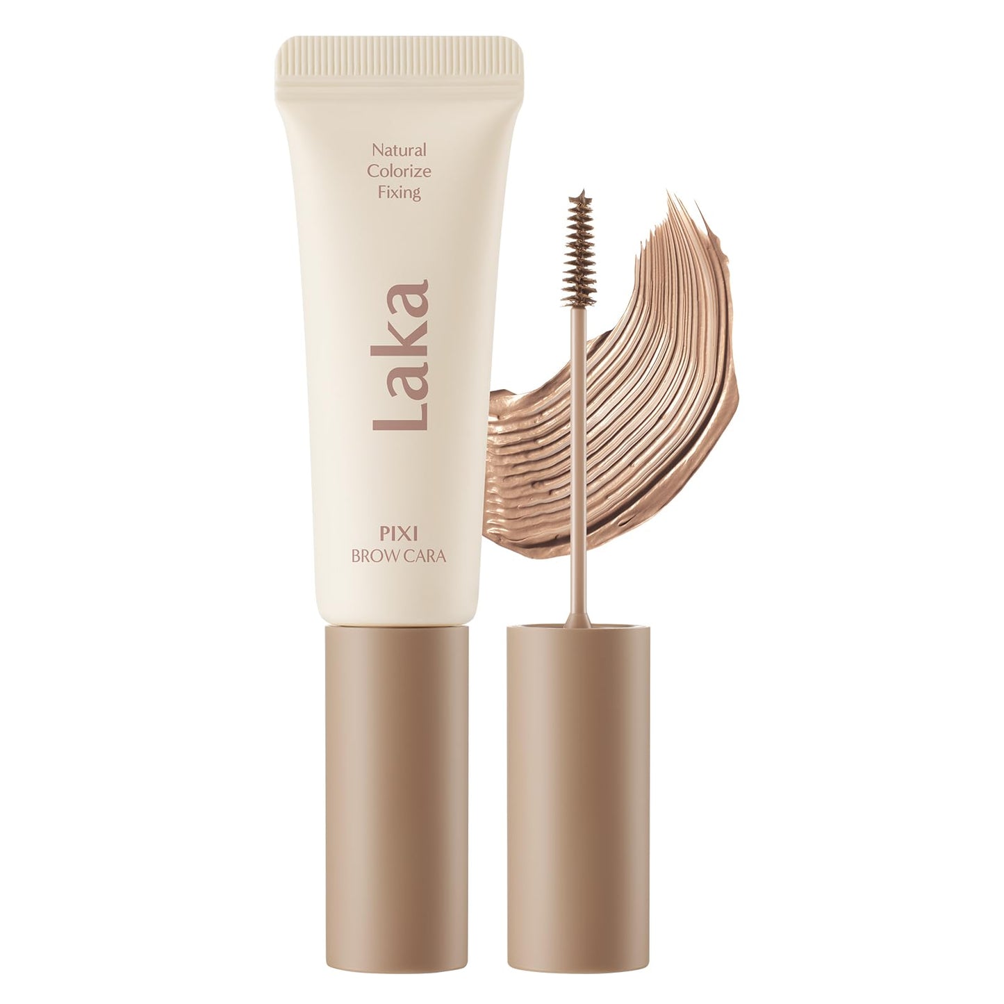 Laka Pixi Eyebrow Mascara 8g/0.28oz., Eyebrow Gel to Fix and Shape Brows, Clump-Free, Brow Fixer with Slim Precision Brush, Vegan, K-Beauty (02 Wood Brown)