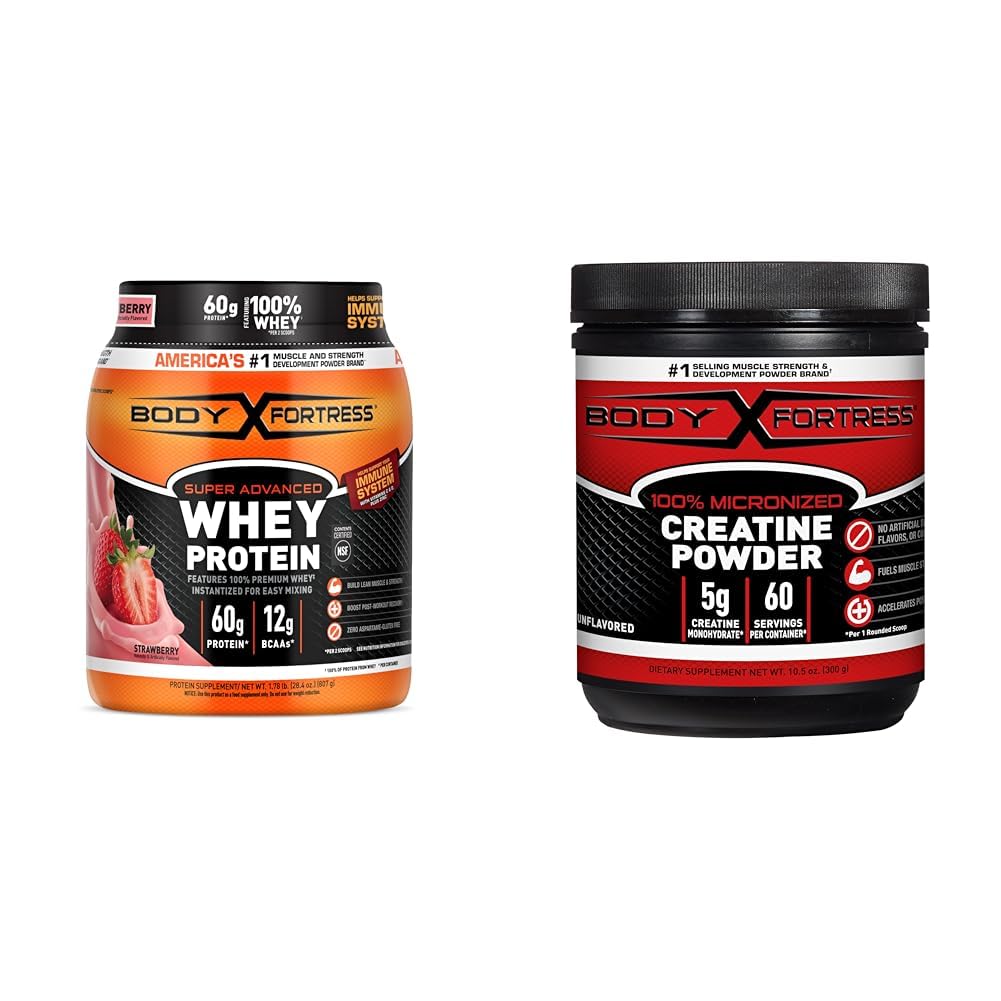 Body Fortress Super Advanced Whey Protein Powder, Strawberry, 1.78 lbs