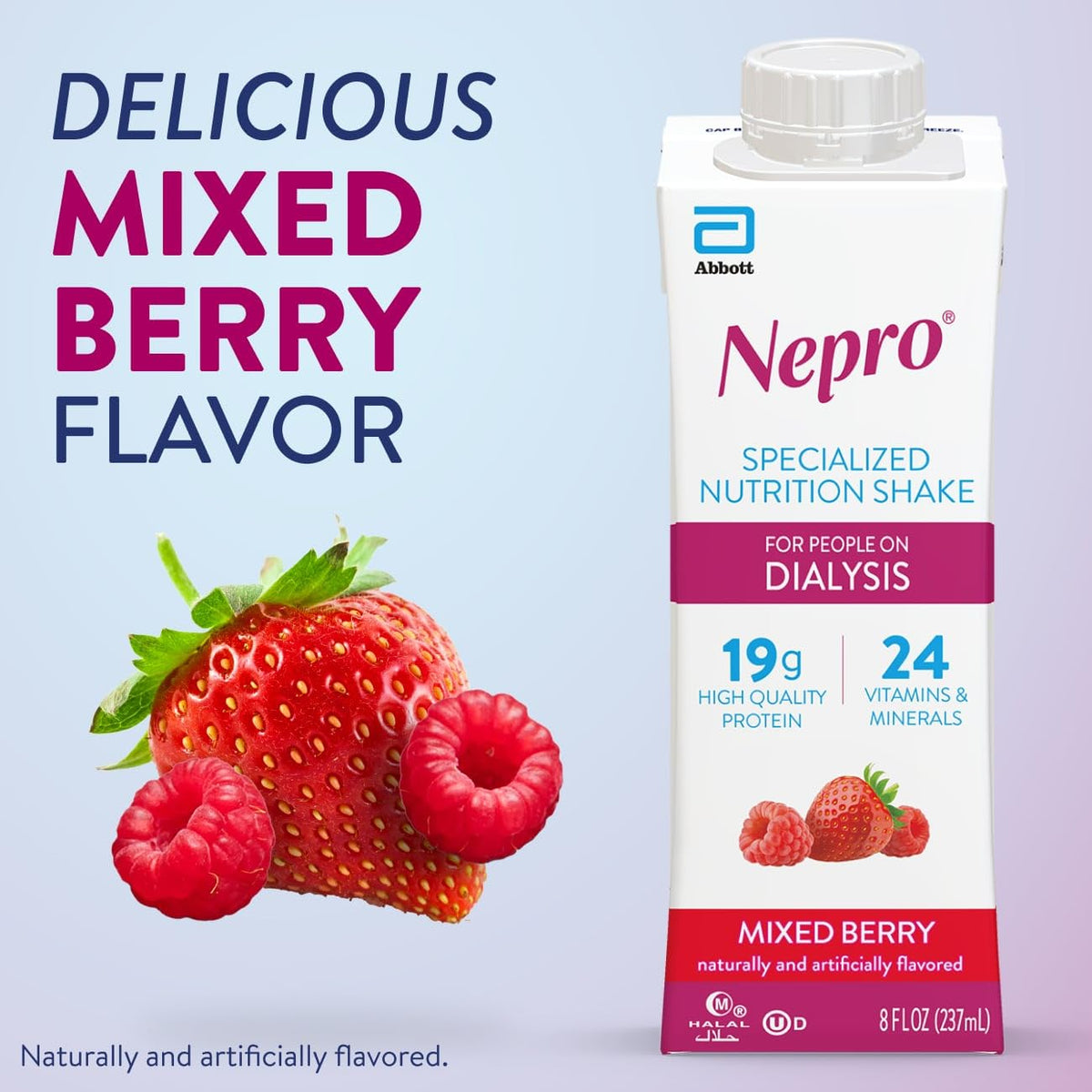 Nepro Renal Nutrition Shake for People on Dialysis, Mixed Berry, 24ct