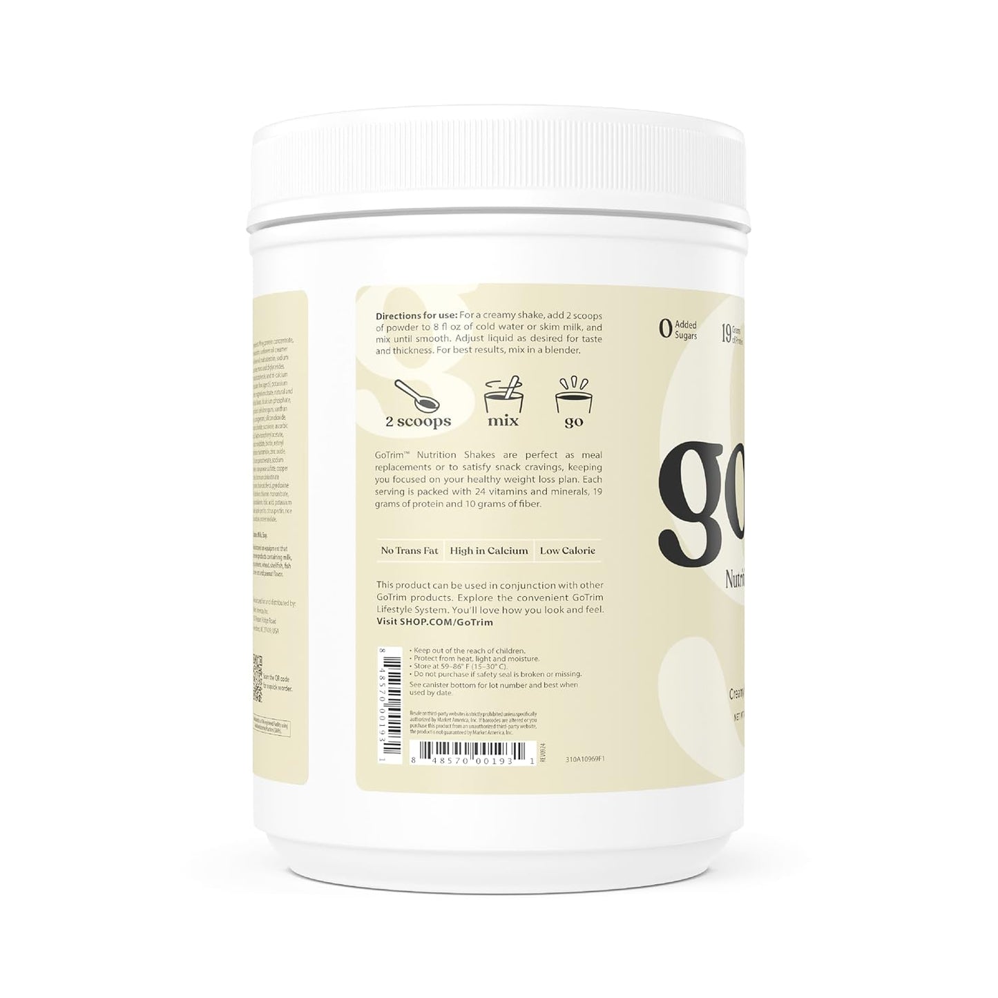 GoTrim Vanilla Protein Shake, Meal Replacement, 19g Protein, 14 Servings