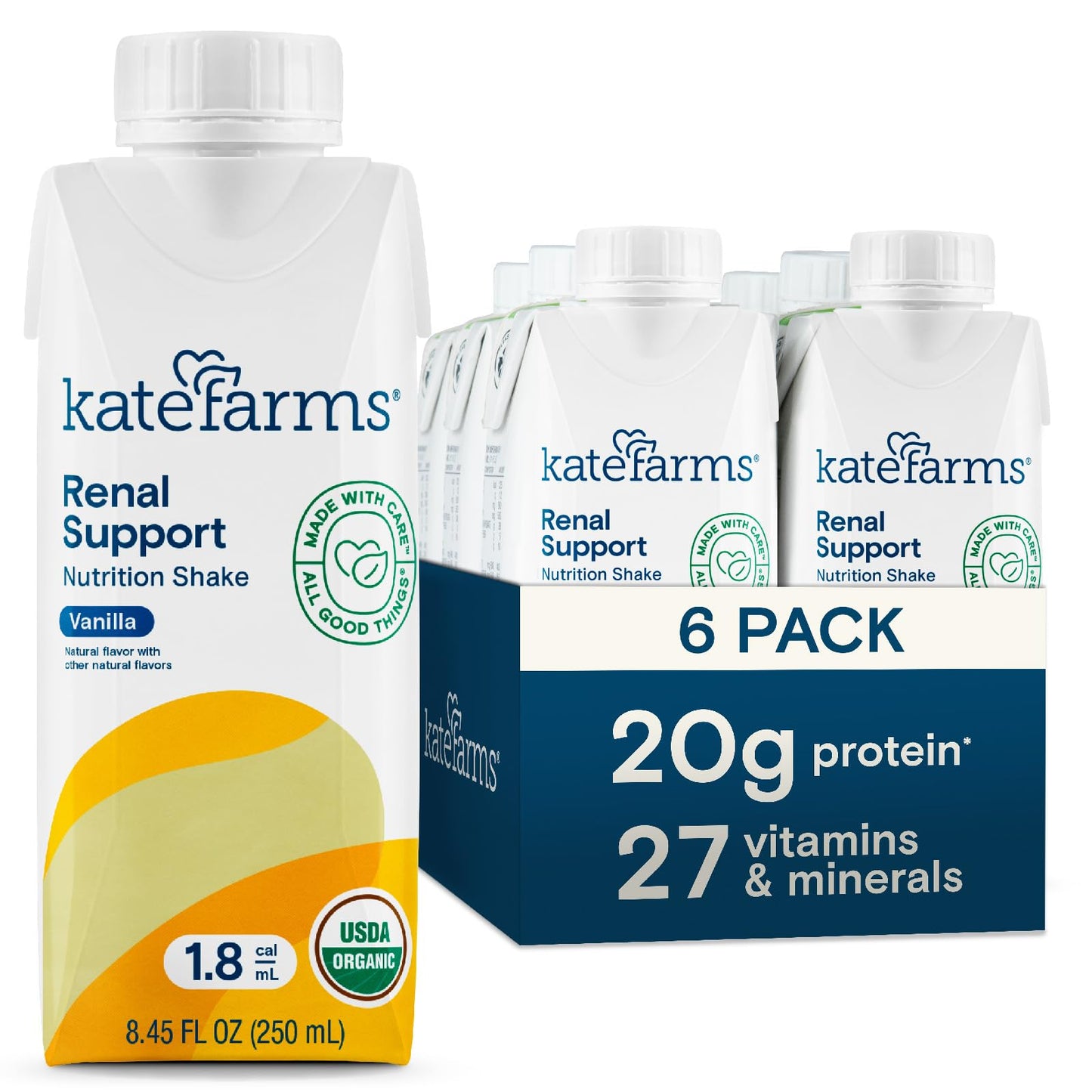 KATE FARMS 1.8 Renal Support Shake, Vanilla, 20g Protein, 12 Pack