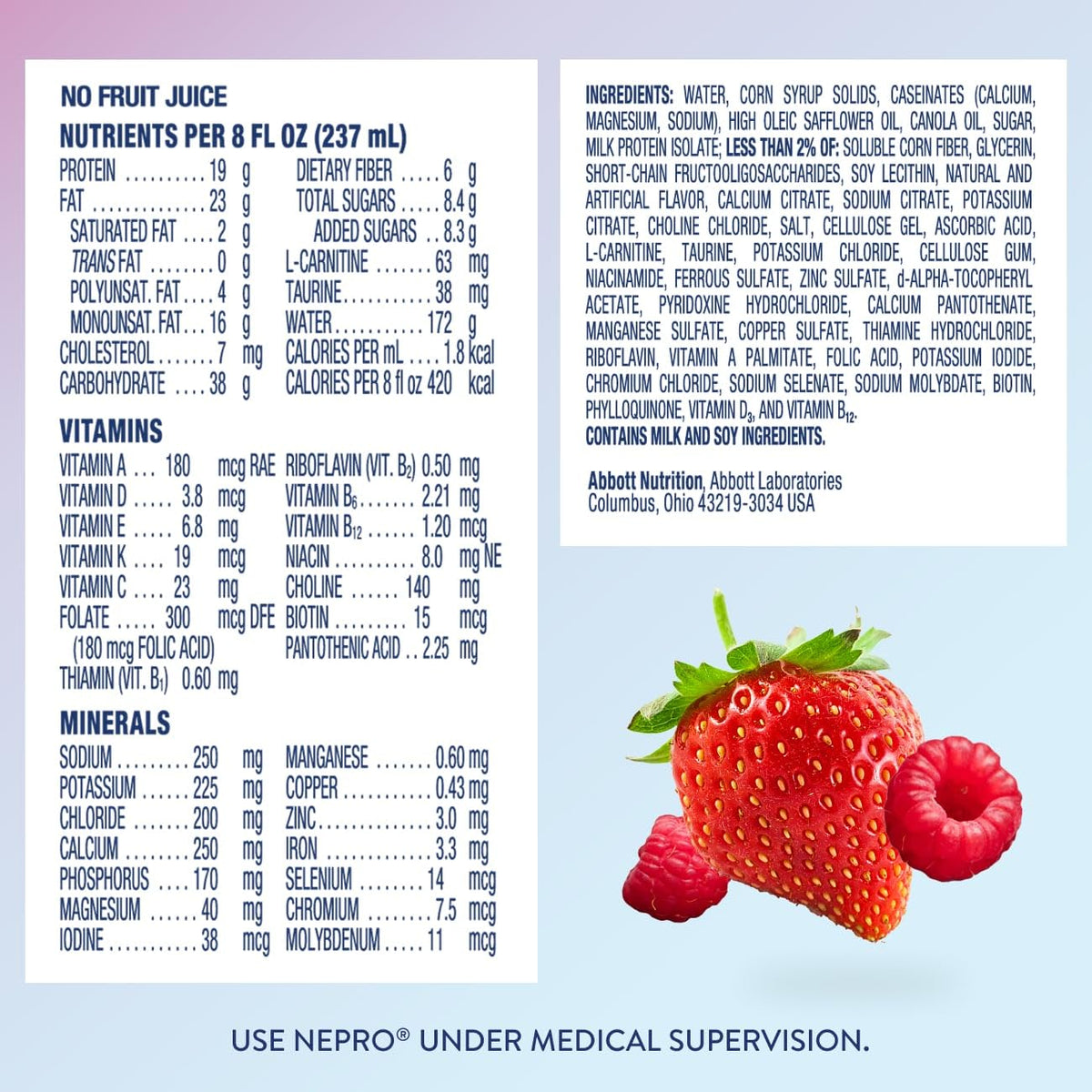 Nepro Renal Nutrition Shake for People on Dialysis, Mixed Berry, 24ct