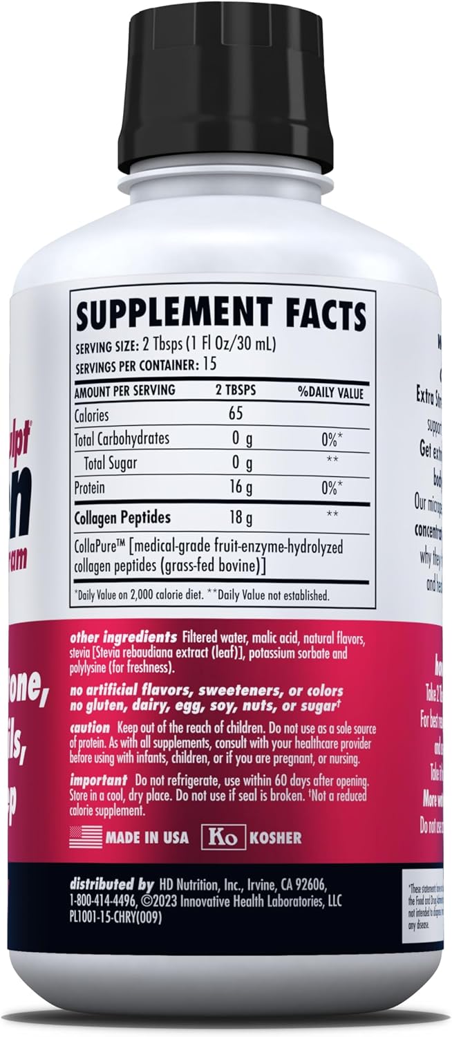 HEALTH DIRECT AminoSculpt Sugar-Free Liquid Collagen, Tart Cherry, 15 oz