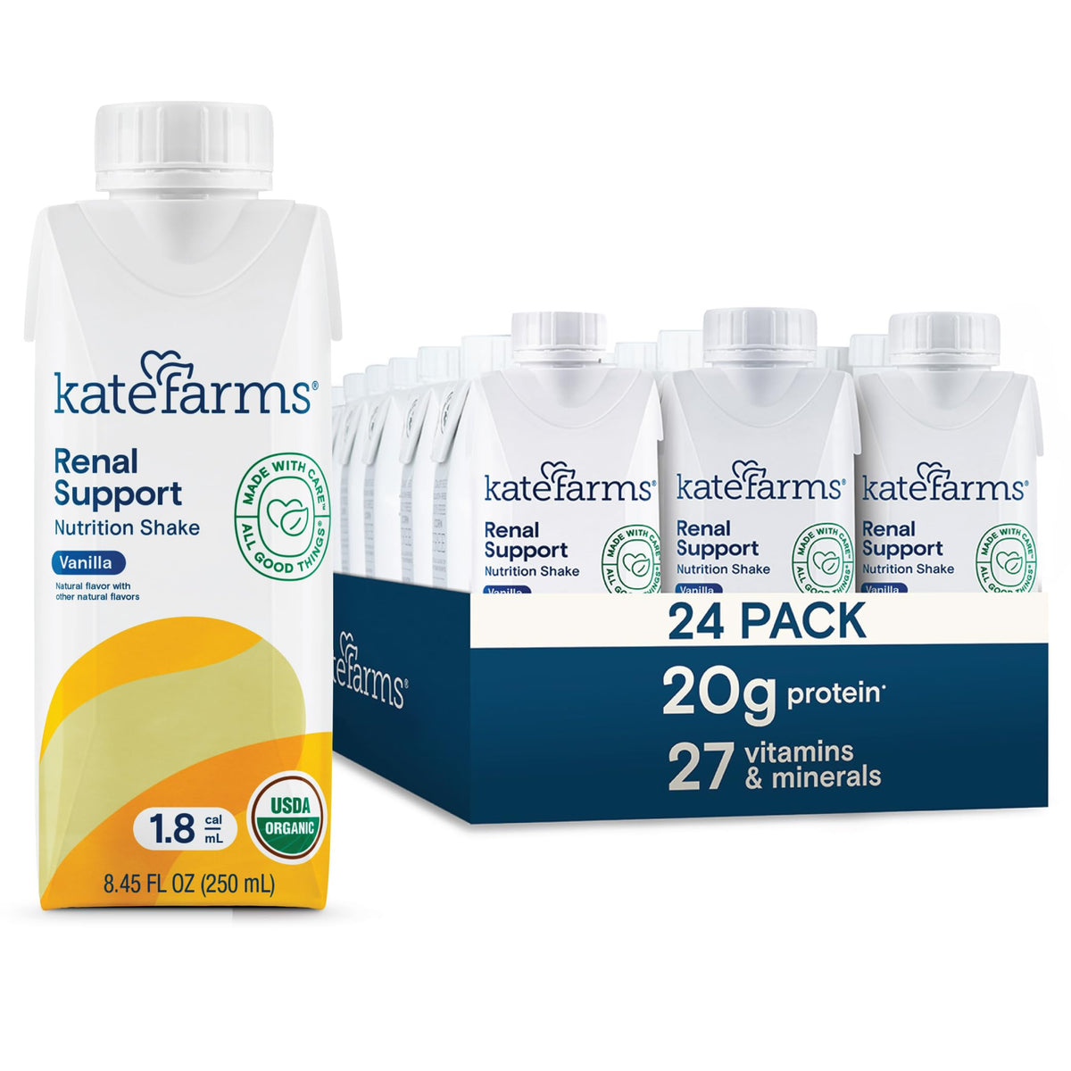 KATE FARMS 1.8 Renal Support Shake, Vanilla, 20g Protein, 12 Pack