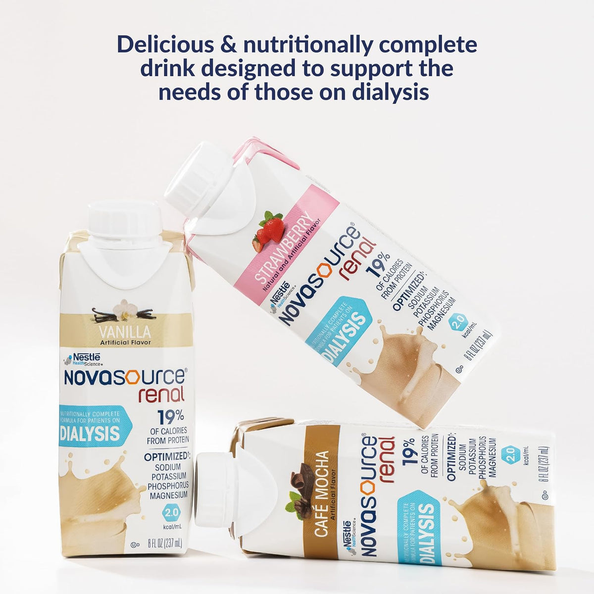 NOVASOURCE Renal Vanilla Dialysis Protein Shakes, 8 Fl Oz, 24pk