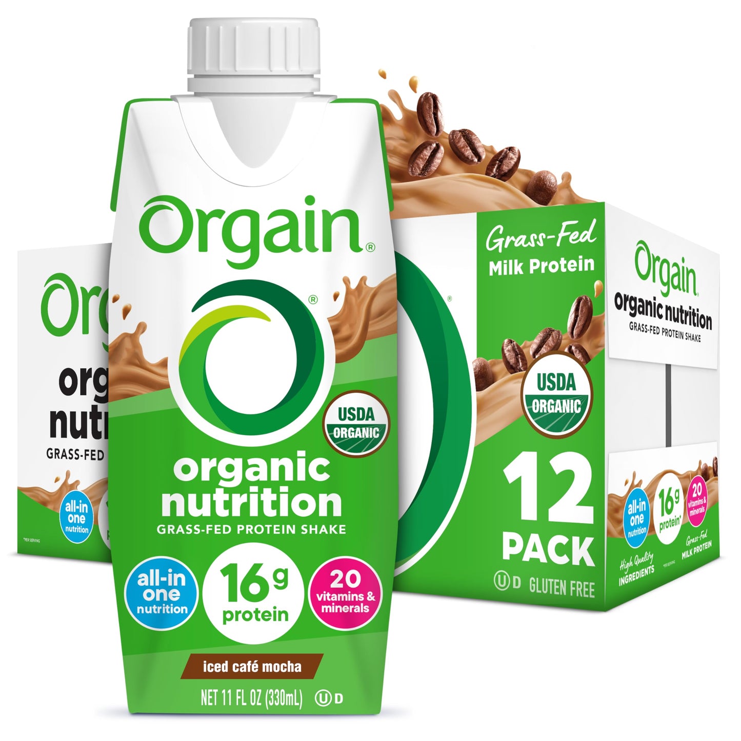 ORGAIN Organic Creamy Chocolate Fudge Shake 12 Pack, 11 FZ
