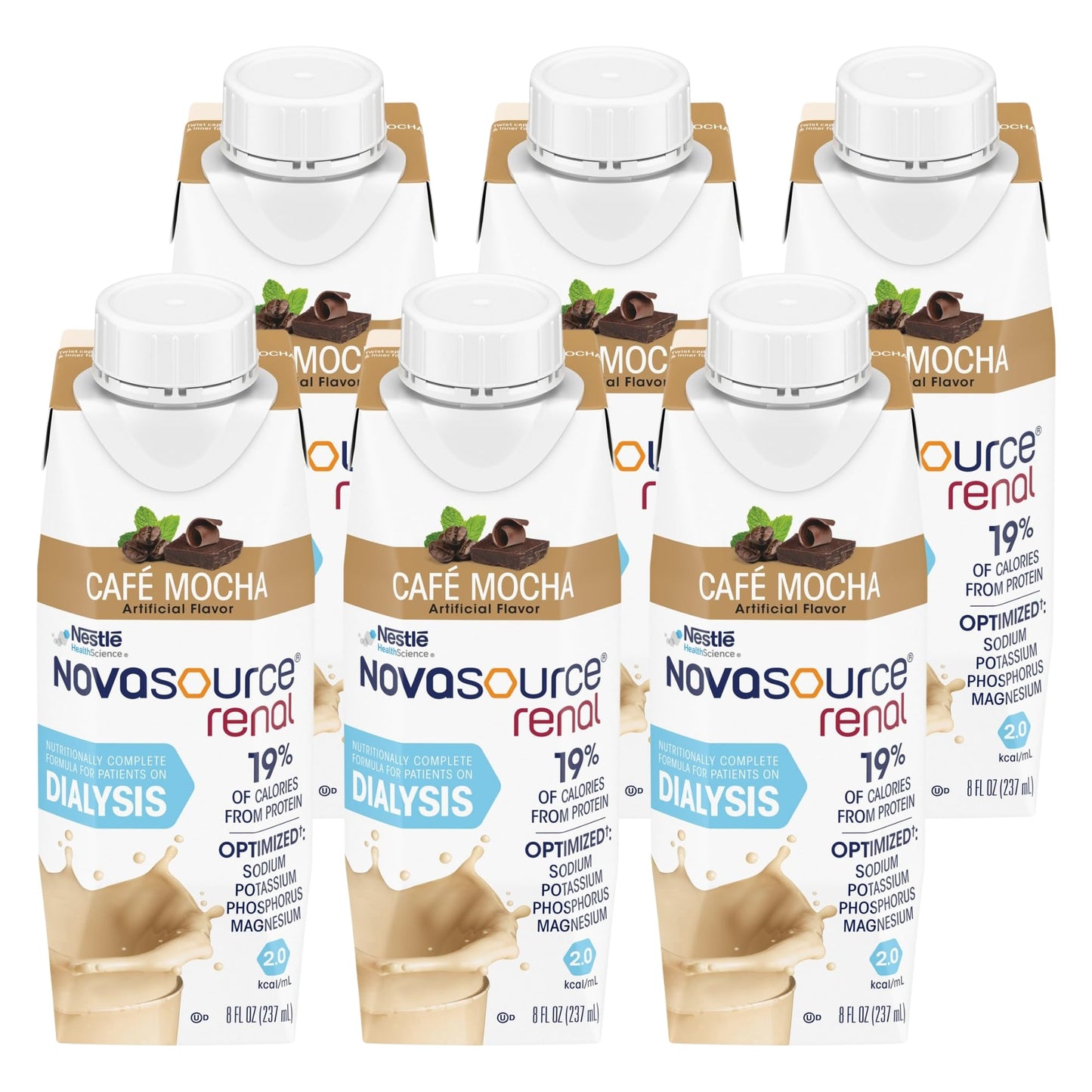 NOVASOURCE Renal Vanilla Dialysis Protein Shakes, 8 Fl Oz, 24pk