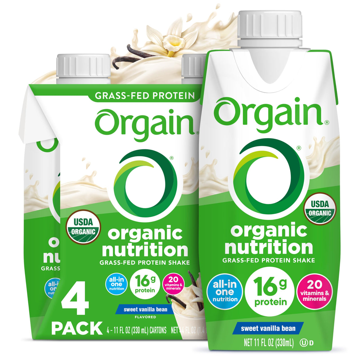 ORGAIN Organic Creamy Chocolate Fudge Shake 12 Pack, 11 FZ