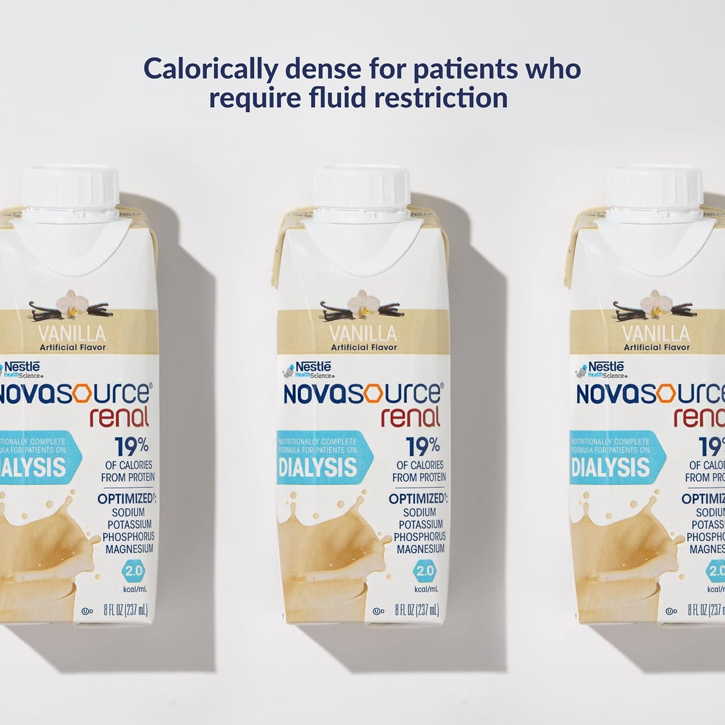NOVASOURCE Renal Vanilla Dialysis Protein Shakes, 8 Fl Oz, 24pk